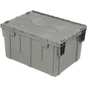 MONOFLO INTERNATIONAL Global Industrial„¢ Plastic Shipping/Storage Tote W/Attached Lid, 28-1/8"x20-3/4"x15-5/8", Gray DC2820-15GRAY